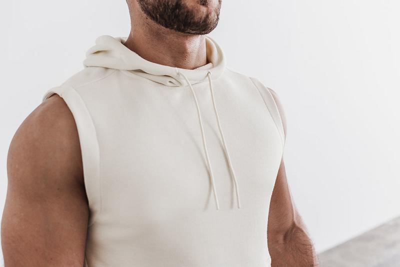 White Nobull Sleeveless Men's Hoodie | CA T1553C